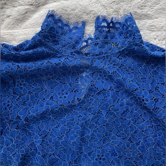 J. Crew scalloped lace Mock neck top Size 2 Cobalt blue - Picture 9 of 12